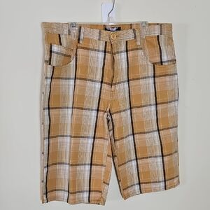 4 FatherZ Men's Plaid Cargo Shorts in Tan and White Size 2XL